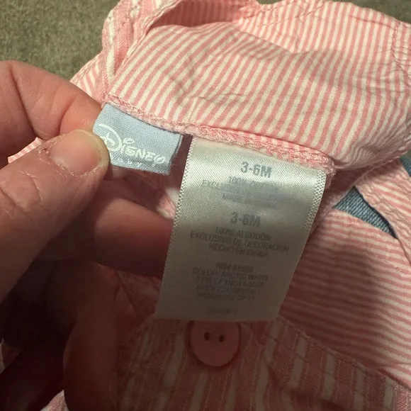 Disney Minnie Mouse Pink Striped Jumper Dress 3-6M Baby Girl Spring Summer - Picture 4 of 4